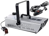 Showlite SN-1200 Nebelmaschine (1200 Watt, 350m³ Nebelausstoß/min, 7 Min. Aufwärmzeit, inkl. Kabel- und Funkfernbedienung)