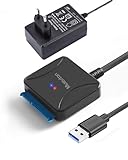 Mueuton SATA USB Adapter, USB 3.0 auf SATA III Festplattenadapter für 2,5 Zoll / 3,5 Zoll HDD/SSD Festplatte und SATA optisches Laufwerk mit 12 V/2 A Netzadapter