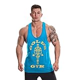Gold's Gym UK GGVST003 Herren-Trainings-/Fitness-Tanktop, Premium-Muskel-Joe-Stringer-Weste XL türkis/gelb