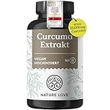 NATURE LOVE® Curcuma Extrakt 15000 - 90 Kapseln - Hochdosiert: Curcuma Extrakt mit 95% Curcuminoiden - Kurkuma Kapseln mit Piperin und Kurkuma Pulver - vegan, laborgeprüft & in Deutschland produziert