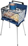 Campingaz Camping Grill Pueblo IV 200 SGR, Gasgrill Camping mit abnehmbaren Füßen, tragbarer Grill und 3-fach Kocher in einem Koffergrill, inkl. Drehspieß, 5.200 Watt, 72,5 x 54 x 108 cm