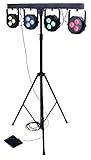 E-Lektron POWER-BAR 4-Fach LED Strahler Lichteffekt DMX inkl. Stativ/Tragetaschen/Fuß-Fernbedienung