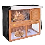 Abdeckung für Kaninchenstall, doppelte Stallabdeckung, winddicht, wasserdicht, thermische Käfigabdeckung, Outdoor-Kaninchenstall Abdeckung für Meerschweinchenkäfig (schwarz)