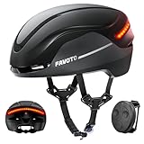 Favoto EBIKE Fahrradhelm Rennradhelm Herren Damen – Intelligenter Fahrradhelm mit 3 Rücklichtmodi Fernbedienung EPS In-Mould-Technologie Schwarz L (59–61 cm)