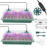 MQFORU Zimmergewächshaus Anzuchtkasten mit Pflanzenlampe, 2 Stück 80 Zellen Mini Gewächshaus Anzucht Set mit Timing-Controller einstellbare Helligkeit，für Pflanzenwachstum und Saatgutkeimung