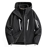 Cexiakong Herren Fashion Freizeitjacke Einfarbig Winterjacke Winter Funktionsjacke Mit Reißverschlusstaschen Arbeitsjacke Thermo Wanderjacke Bequem Thermojacke Outdoor Kapuzenjacke