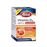 Abtei Vitamin D3 3000 I.E. - unterstützt Immunsystem und Knochen - laborgeprüft, glutenfrei, laktosefrei und vegetarisch - 75 Schmelztabletten mit Zitronengeschmack