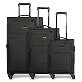 SMARTBOX Weichgepäck Koffer-Set 3-teilig für Damen & Herren | leichte & stabile Reise-Trolleys, hochwertiges Softcase, 4 Rollen & Zahlenschloss |erweiterbar mit Dehnfalten (Edition 04)