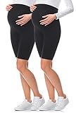 Be Mammy Kurze Umstandsleggings aus Baumwolle 2Pack BE20-228 (2Pack Schwarz/Schwarz, XXL)