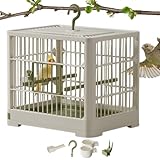 Kleiner Vogelreisekäfig – Tragbarer Vogelträger, leichte dekorative Voliere, Metalldrahtrahmen, Hakengriff-Design, abnehmbare Futterschale, stehende Sitzstange, leicht zu reinigender Boden | idealer
