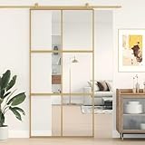 Festnight Schiebetür Komplettset Glasschiebetür Komplettset Golden-8 Schiebetür Komplettset Mit Tür Sliding Door Innentüren Komplettset Schwebetüren 102.5 x 205 cm ESG-Klarglas und Aluminium