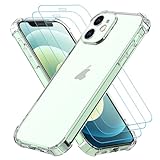 Totill Hülle für iPhone 12 Mini, 1 Handyhülle mit 3 Stück Hartglas, Weiche TPU Transparent Stoßfest Schutzhülle Durchsichtige Kratzfest Handyhülle Case Cover, 360 Grad Schutzhülle