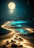 Yiminu.DS Diamond Painting Erwachsene Kinder, 5D Landschaft Natur Strand Meer Mond Diamont Painting Bilder Diamant Painting Bastelset Basteln Mädchen, 30CM X 40CM