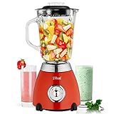 60er Jahre Retro Standmixer | 6-Fach Metallmesser | 1,5 Liter ml | 500 Watt | Glas Edelstahl | Pulsfunktion | Universal Power Mixer | Smoothie Maker | Ice Crusher | Eiweiß Shaker | Vintage Retro Style