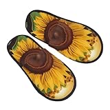 AdaNti Schöne Sonnenblumen-Hausschuhe für Herren und Damen, flauschige Memory-Schaum-Hausschuhe, warm, bequem, Schlupfschuhe, Schlafzimmer, Winter-Hausschuhe, für drinnen und draußen, Größe L