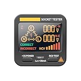 Steckdosentester mit RCD Prüfung, Spannungsprüfer Digitales LCD Voltage Display EU-Stecker, Polarisationselektroskop für Netzphasenteststecker für ANENG AC11