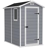 Keter Manor 46 Grau Ger?tehaus - Doppelwandig, Bel¨¹ftet und einfach zu montieren, ideal zwischen Haus und Zaun