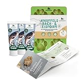 Knuffelwuff Hundekekse und Hundeeis Set mit 3 Silikonformen, Rezepten und Tubensnack Lachs - Hitzebeständigkeit von -40°C bis 220°C - Perfekt für Hundetraining