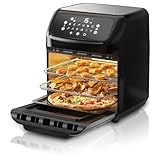 Arendo - Heißluftfritteuse mit LED Touchscreen- 12 Liter - Grill - Dörrautomat - Backofen - Air Fryer - LED-Touchscreen - Easy&Clean - Fritteuse ohne Öl - Umluft - Pizza Hähnchen Pommes - BPA frei