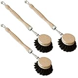 3er Set Spülbürste, Borsten aus Naturhaar, Spülbürsten aus Holz, Topfbürste, Geschirrbürste für Küche, Reinigung von Geschirr und Lebensmitteln - Made in Germany