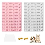 Silikon Backmatte Hundeleckerli Backmatte Hundekekse Mini Backunterlage für Backofen Backform für Hundeleckerli mit Backpinsel und Teigschaber für den Backofen Pralinenform Backpapier(Rosa+ Grau)