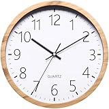 NUOVO 12 Zoll Imitation Holz runde Wanduhr, Wohnzimmer, Schlafzimmer, Küche, leise, Keine Zecken, minimalistische Moderne Retro Wanduhr (30 cm 12 Zoll)