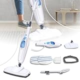 Heißdampfreiniger 1500W Dampfbesen Multifunktions Reiniger Dampf Mop Bodendampfreiniger mit 4,8m Kabel, 2 Bodentuch, Wassertank, Teppichgleiter, Handdampfreiniger für Boden, Teppiche und Badezimmer