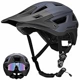Favoto Mountainbike Fahrradhelm mit Schirm Leicht - Doppelte Inmould Technologie MTB Helm für Damen Herren Rennradhelm L(59-61cm) Verstellabr Grau