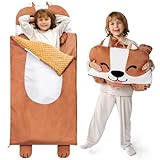 JOIEDOMI Brauner Hund 60' x 27' Schlafsack für Kopfkissen Reißverschluss mit Kissen und Decke–Kinder ab 3 Jahren – Kinderschlafsack – für Jungen und Mädchen im Kindergarten