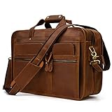 LOKAXXZU Vintage Leder Herren Aktentasche mit Taschen Tasche auf Business Koffer verrückter Leder -Laptop -Taschen