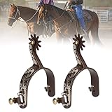 Zerodis 2 Stück Western-Sporen, Edelstahl, Western-Pferdesporen mit Drehbarem Zahnrad, Retro-Bronze, Kohlenstoffarmer Stahl, Pferdesporen mit Drehbarem Zahnrad, Nicht Rostend,