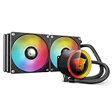 TZMRIT TK1 Farbiges Licht Aio Wasserkühlung CPU Kühler 800-1800RPM PWM Lüfter,Für LGA115X/1200/1700/1366/2011/2066,Für FM2/FM2+/AM3+/AM4/AM5 (240BK)