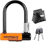 Kryptonite Evolution Mini-5 Bügelschloss - Sicherheitsgrad 7/10, robustes Anti-Diebstahl Fahrradschloss mit Transporthalterung, und 3 Schlüsseln - 8,3 x 14 cm, Orange