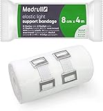 Medrull 2 Stück Dauerelastische Universal Binden 8cm x 4 m Elastic Light BANDAGE - Universalbinde mit 2 Clips - Gedehnt, Luftdurchlässig, Elastisch 2 Pcs Box