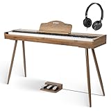STRICH Digitalpiano 88 Tasten, Hammermechanik-Tastatur in voller Größe, E-Piano mit Ständer, 25W×2 Lautsprecher, unterstützt USB-MIDI & kabellose Verbindung, Modell SDP-300S(Walnussholz)