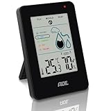 ADE Digitales Hygrometer innen mit Schimmelalarm | Feuchtigkeitsmessgerät mit Thermometer | großes LCD-Display | schwarz