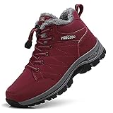 ZHNSHM Winterschuhe Damen Warm Winterstiefel Wasserdicht Trekkingschuhe Wanderschuhe Winter ​Kurzschaft Stiefel Outdoor Boots