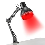 WEIGR Infrarotlampe Rotlichtlampe 150W mit verstellbarem Standfuß, Wärmelampe Rotlicht 360° schwenkbar und Temperatur Einstellbar, für Haushalt, Muskelentspannung