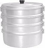 Planet07 Momos Aluminium-Dampfgarer, 20,3 cm, mit 4 Etagen, Wasserkapazität 2,3 Liter