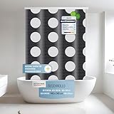 Rapid Teck® Halb-Kassetten Duschrollo 140cm | stilvolles Design Loca Moon | Duschvorhang mit Seilzug | Modernes Duschrollo für Badewanne | Duschrollo für Dusche und kleine Bäder