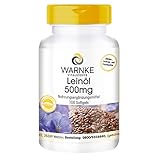 Leinöl Kapseln - pflanzliche Omega 3-6-9 Kapseln - 100 Softgels - hochdosiert - Flaxseed Oil 500mg | Warnke Vitalstoffe - Deutsche Apothekenqualität