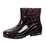 Laquieio Wasserstiefel für Damen, günstig, Garten, Arbeit, Regen, Gartenschuhe, neue Stile für Frauen, hohe Stiefel, Arbeitsschuhe für Damen, 1, Hot Pink, 41 EU