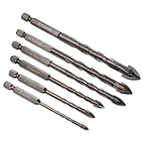Kozelo 6-teiliges bohrer-Set - [ 4mm bis 12mm ] Betonbohrer-Set für Ziegel/Metall/Glas/Holz, 1/4' Sechskantschaft, Hartmetallspitze, Hochgeschwindigkeitsstahl