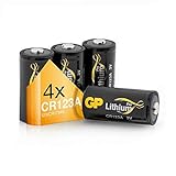 GP Batterien CR123A 3V Lithium Pro Schwarz-Gold (4 Stück CR123 Batterien 3 Volt) für Smart Home, Alarmanlagen, Taschenlampen, Foto-Zubehör und vieles mehr