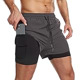 Danfiki Laufshorts Herren Kurze Sporthose Kurz mit Tasche Laufhose Herren Kurzmit Taschen Hosen Fitness Laufhose