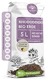 JASKER'S Bio Rhododendronerde 5 L - Saure Erde mit 20% weniger Torf für Moorbeetpflanzen - Erde für Pflanzen mit Dünger - Saure Blumenerde - Pflanzenerde mit saurem PH-Wert