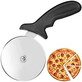 Profi Gastronomie Edelstahl Pizzaschneider - Ergonomischer Rutschfester Griff mit Fingerschutz zum Schneiden von Pizza, Kuchen und mehr - Teigrad, Pizzaroller, Pizza Cutter