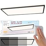 BestLuz Deckenlampe LED Deckenleuchte 58x20 CM (LxBxH) Dreistufige Dimmbar Rechteckig Schwarz LED Panel Ultra Flach 3000 LM 24W Neutralweiß 4000K mit Backlight für Badezimmer Schlafzimmer Wohnzimmer