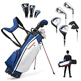 LIFEZEAL Komplettes Golf-Set für Herren, Tragbares Golfschläger-Set für Rechtshänder, Stativtasche mit 7 Fächern, Putter, 3 Holz: Driver #1, Fairway #3, Hybrid #4, 5 Eisen: #6, #7, #8, #9, Pitching