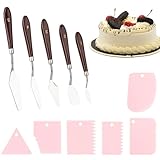 Torten Zubehör, 11-teiliges Backzubehör Set mit 5 Tortenspachteln, Streichpalette für Torten und Kuchen, Ideal für Konditorei und Heimbacken, Pinkfarbene 10-teilige Ausführung inklusive